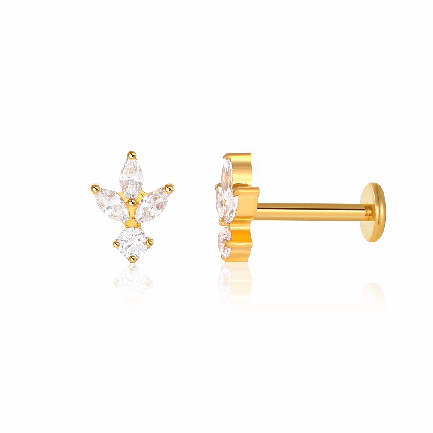 עגיל פירסינג פרח לוטוס בל מטיטניום