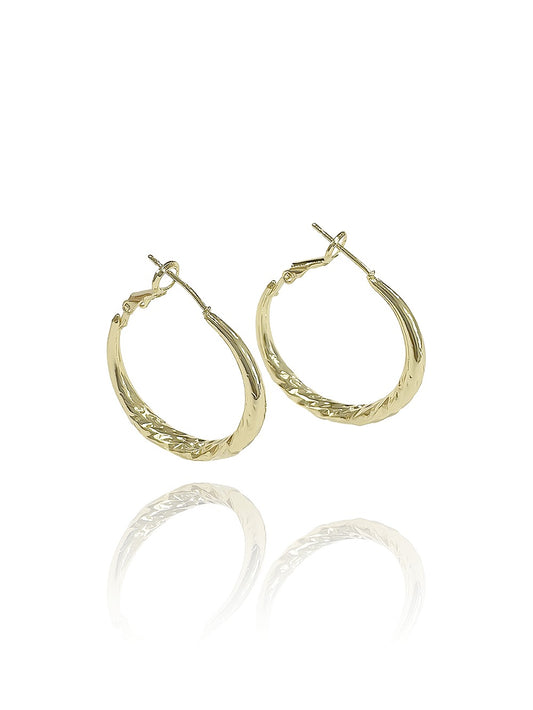 זוג עגילי חישוק לירי מעוטר גדול