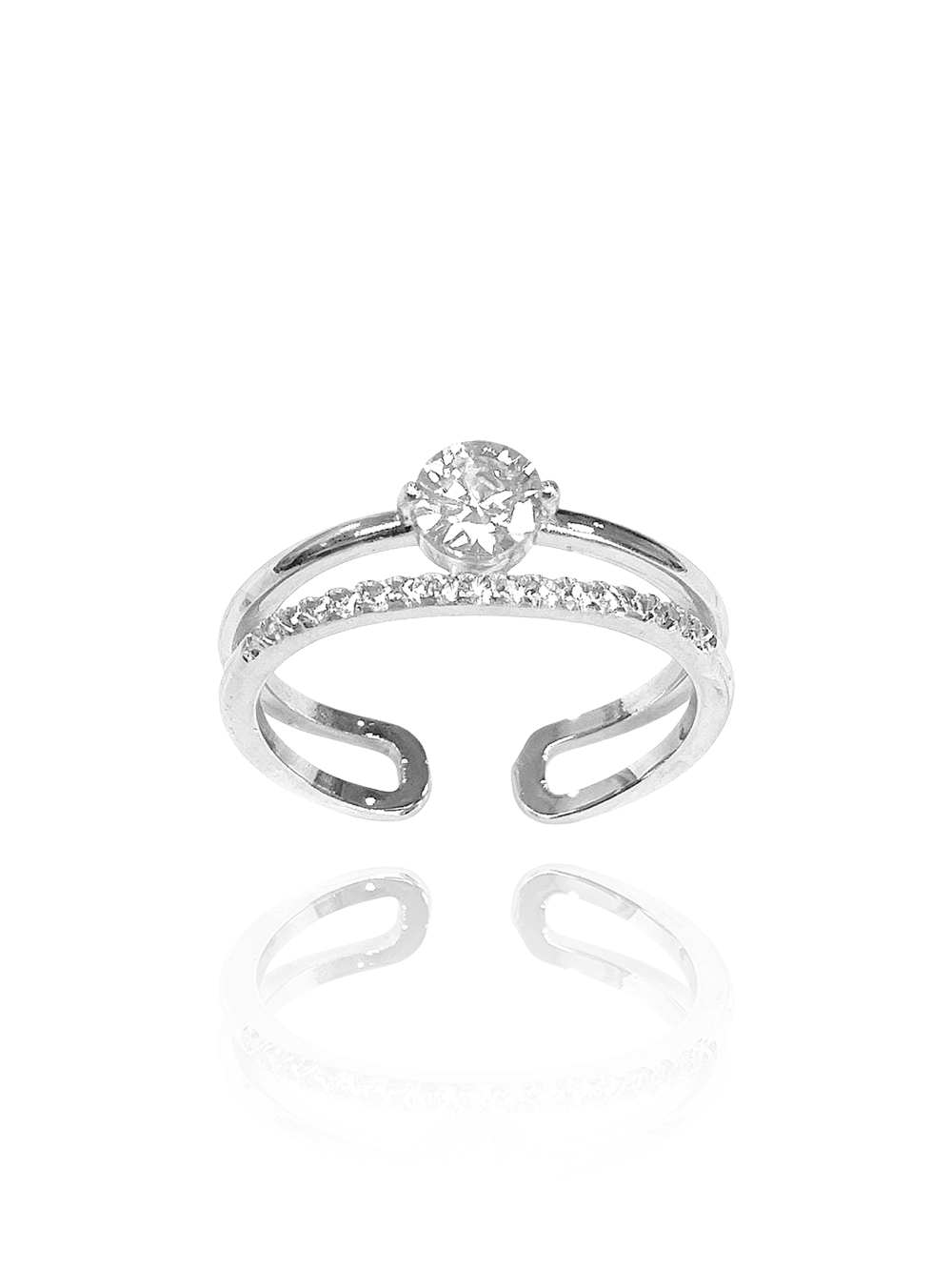 טבעת כפולה זירקון