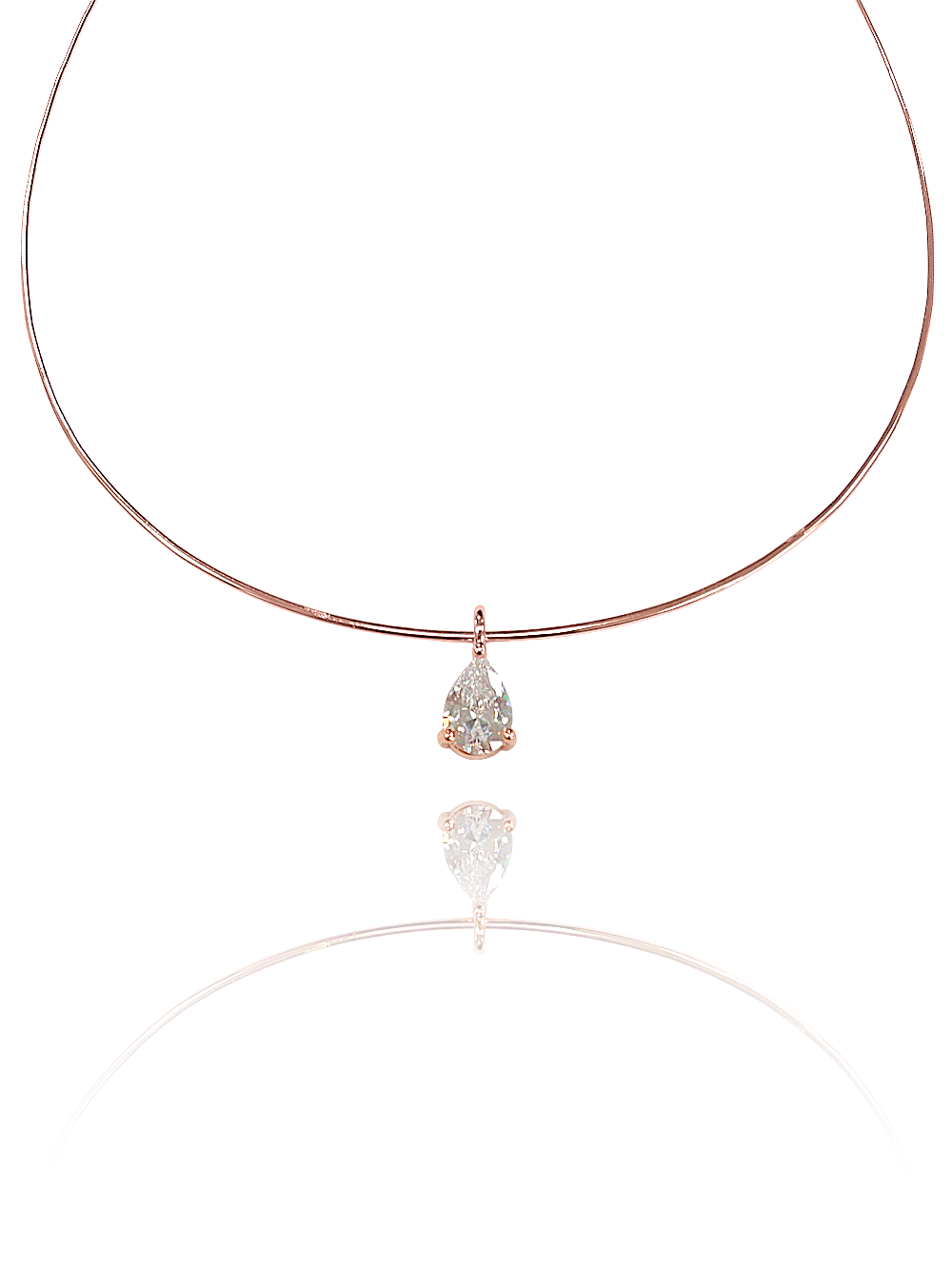 שרשרת קשיחה בשילוב זירקון טיפה עדינה