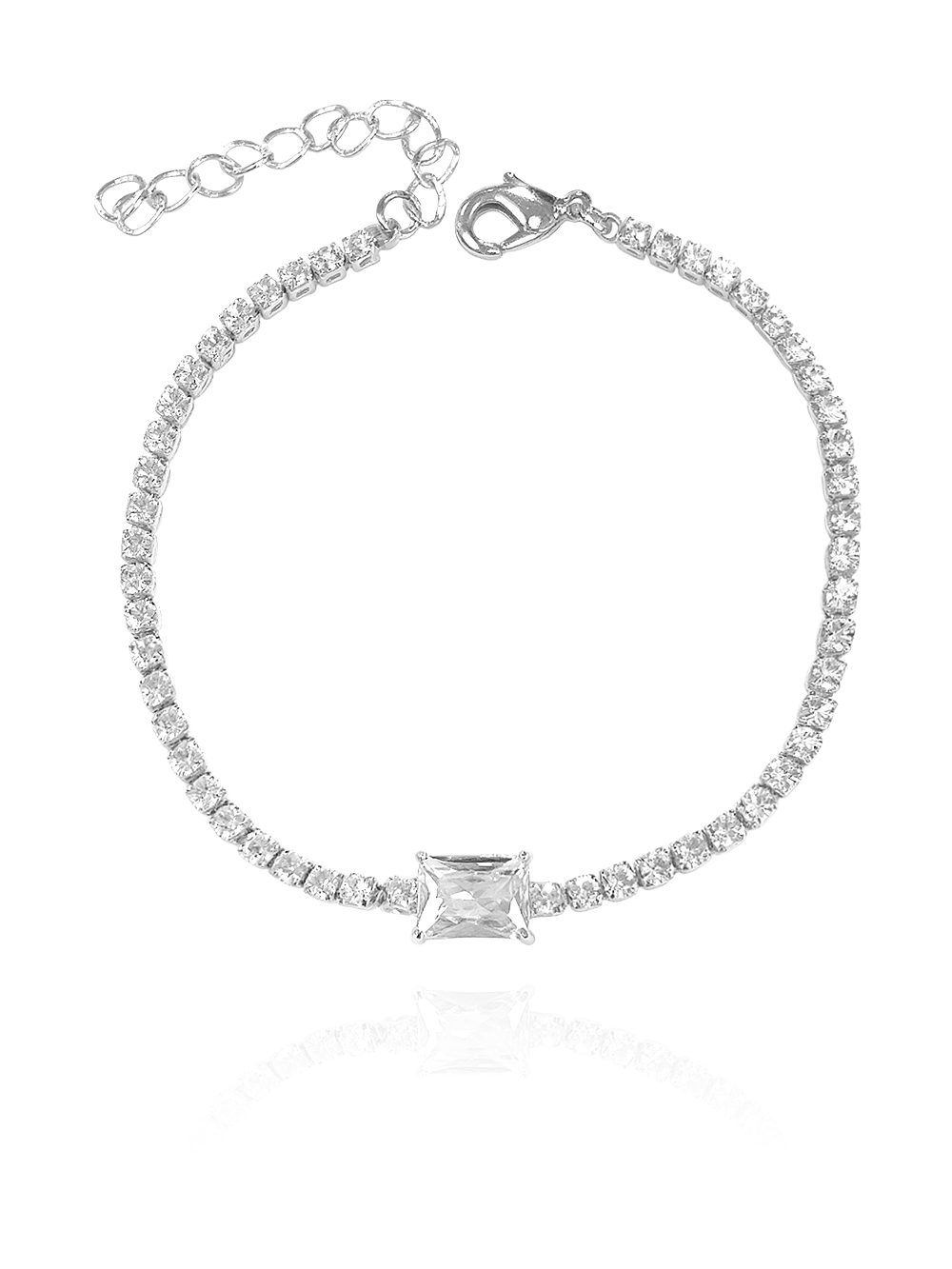 צמיד טניס זירקון מלבן