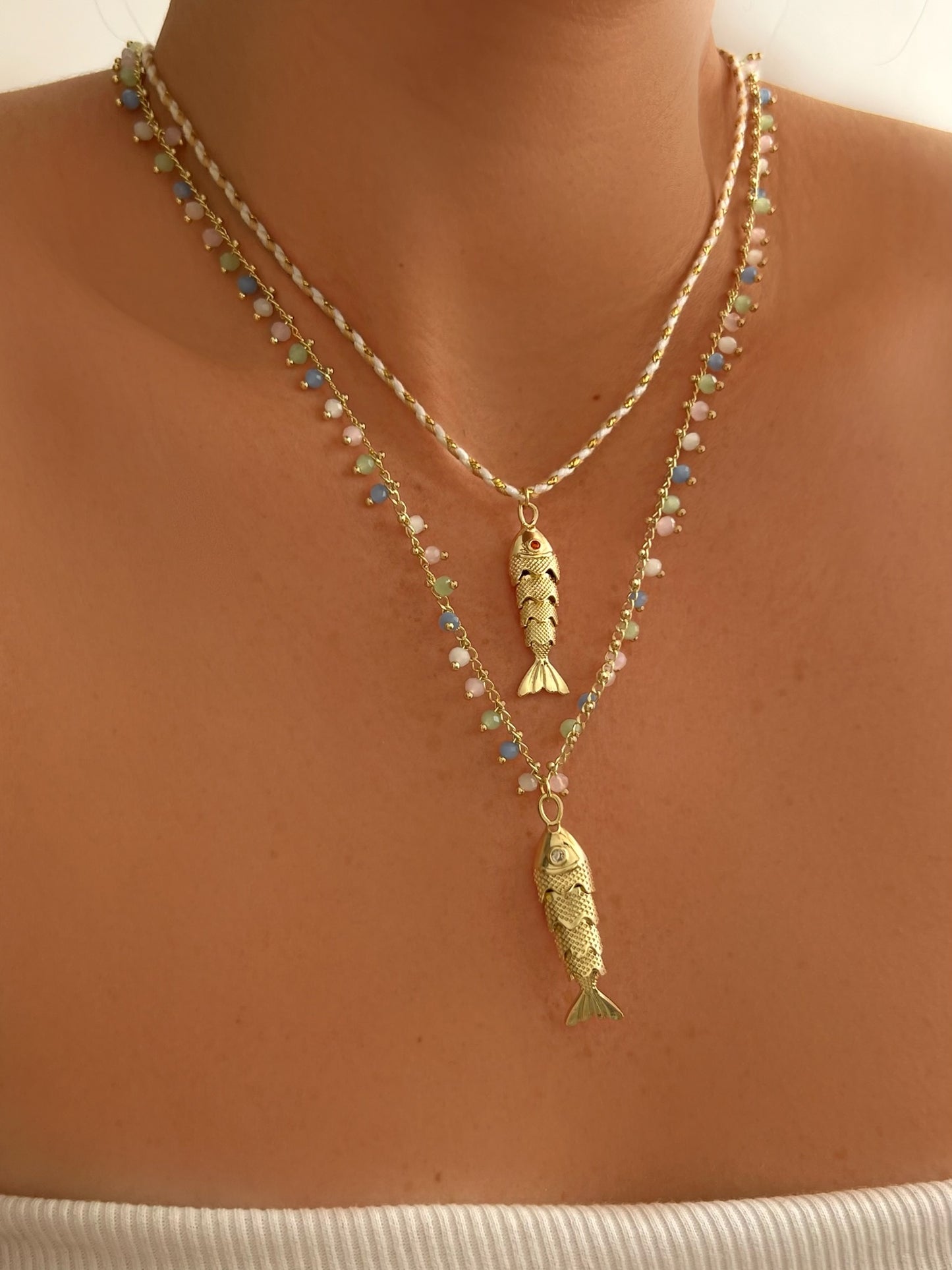 סט שרשראות קריסטלים דג