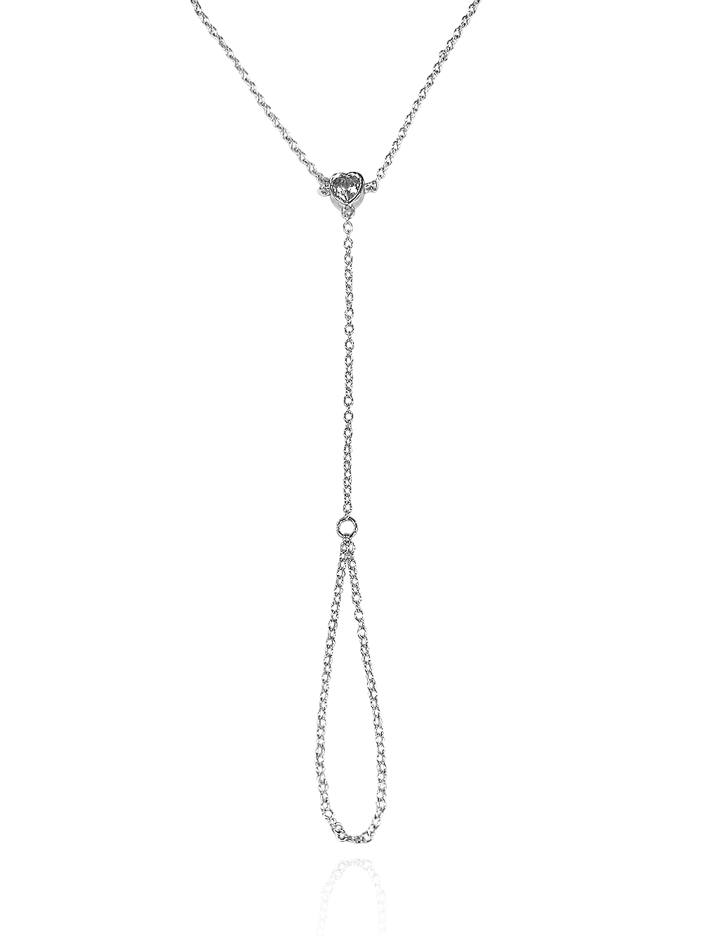 צמיד טבעת זירקון לב כפול