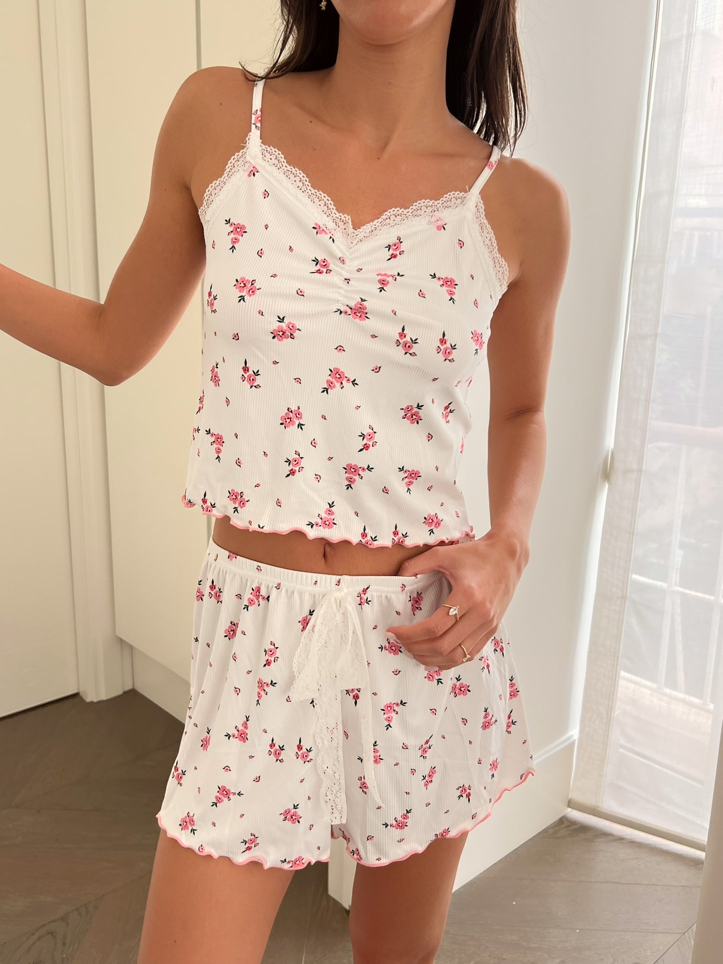 סט פיג'מה פרחים