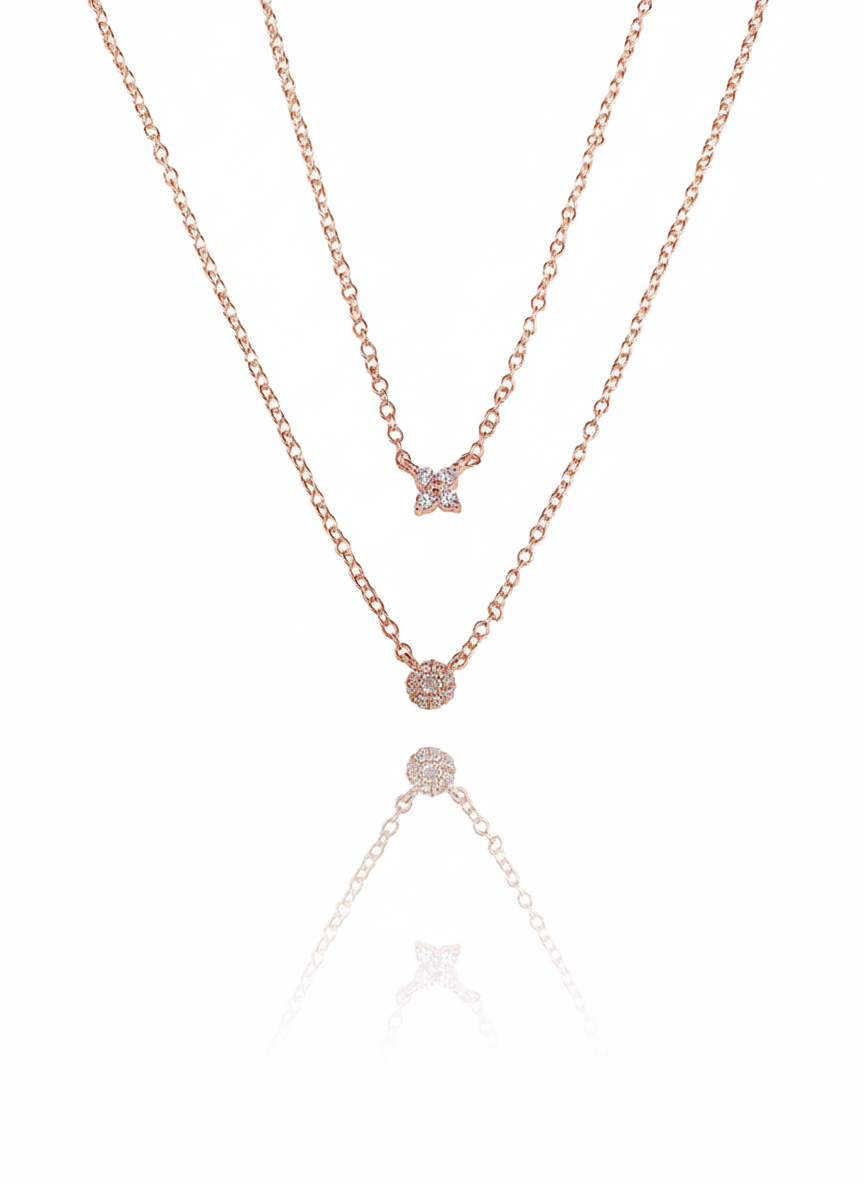 שרשרת כפולה פרח אבן מרכזית