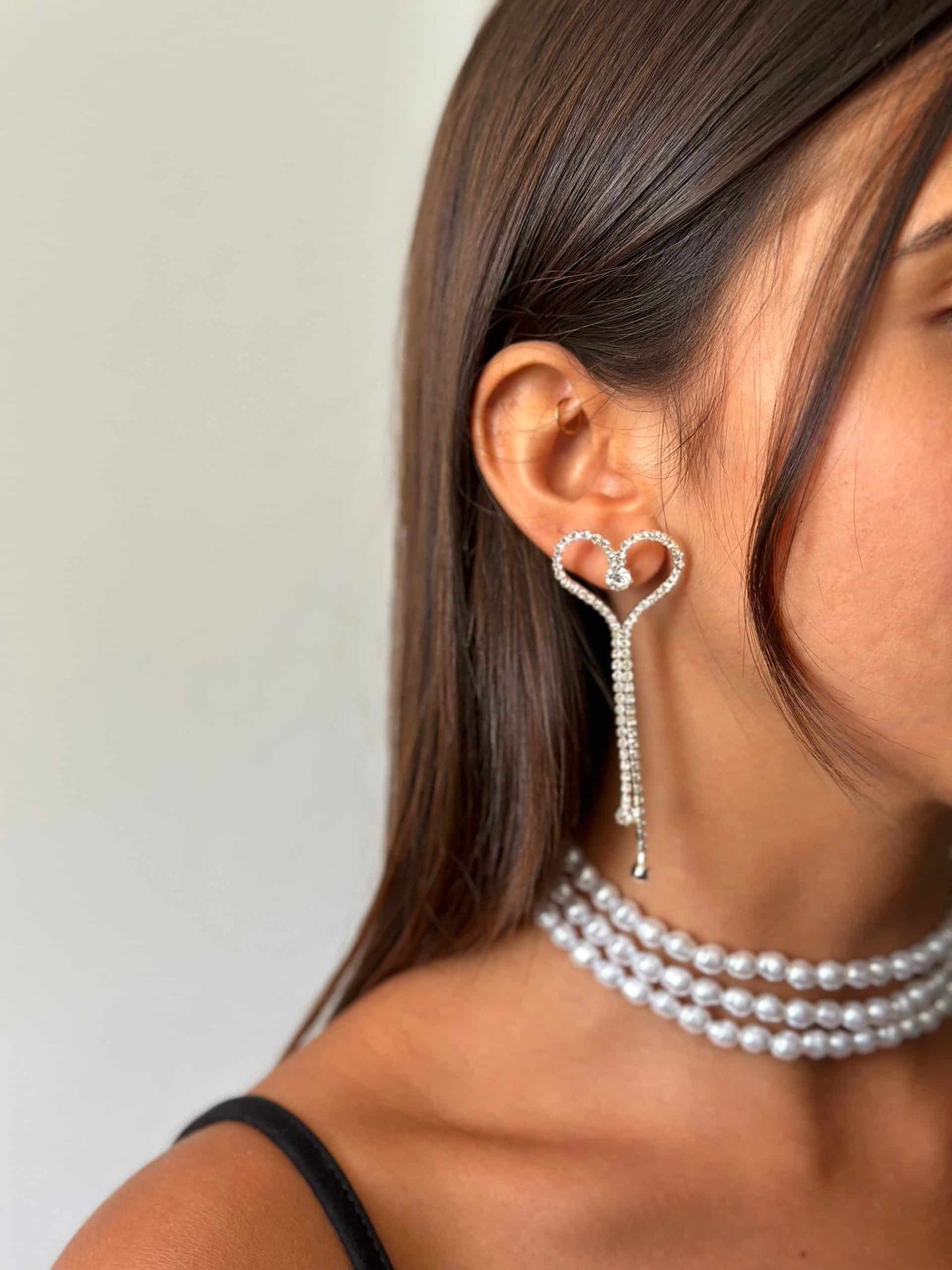 זוג עגילי טניס לב