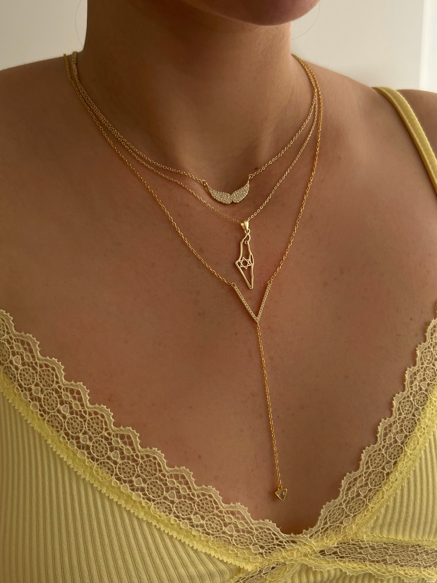 שרשרת ארץ ישראל עדינה מכסף אמיתי 925