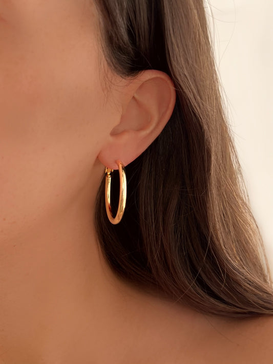 זוג עגילי חישוק חלק