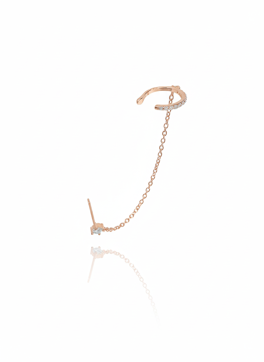 עגיל זירקון בשילוב הליקס ללא צורך בחור מכסף אמיתי 925