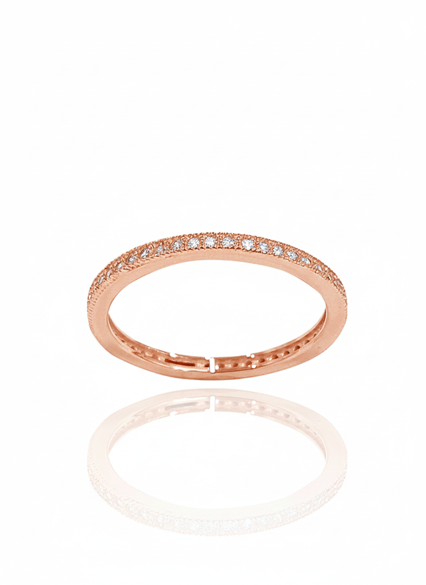 טבעת שורה דקה מכסף אמיתי 925