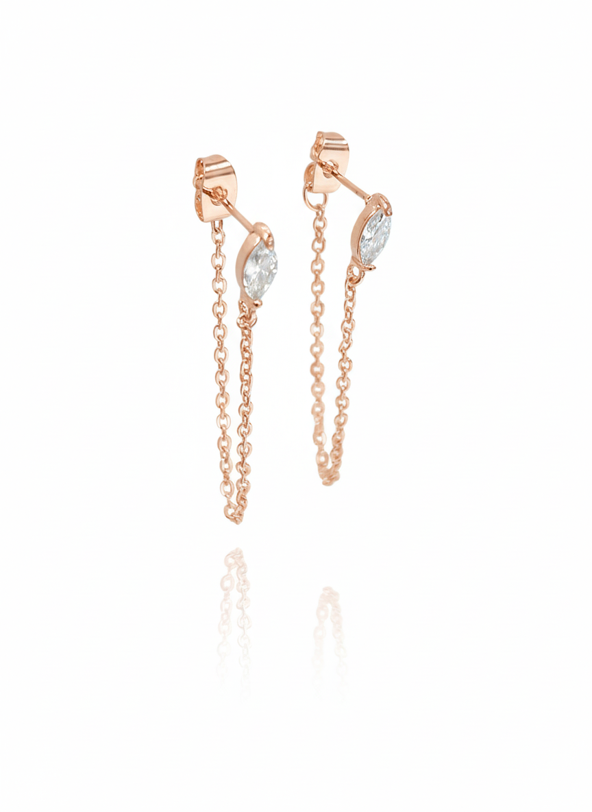 זוג עגילי מרקיז בשילוב שרשרת