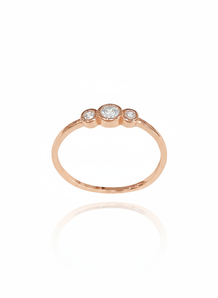 טבעת טריפל זירקונים מכסף אמיתי 925