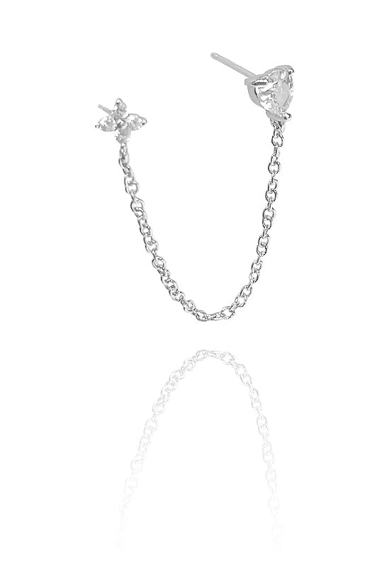 עגיל פרח בשילוב זירקון לב