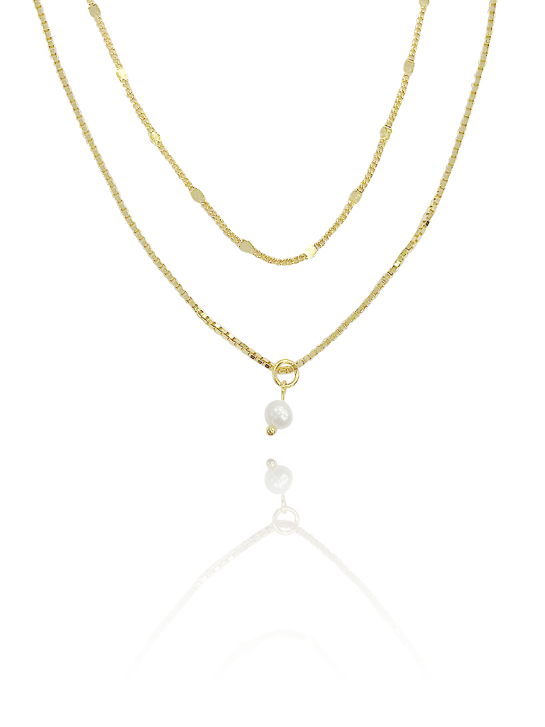 שרשרת פנינה כפולה מכסף אמיתי 925