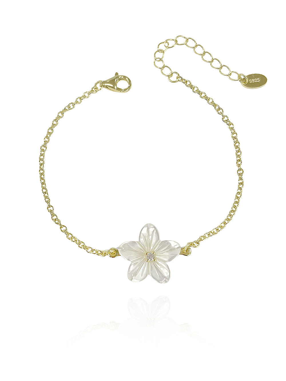 צמיד פלאוור זירקון מכסף אמיתי 925