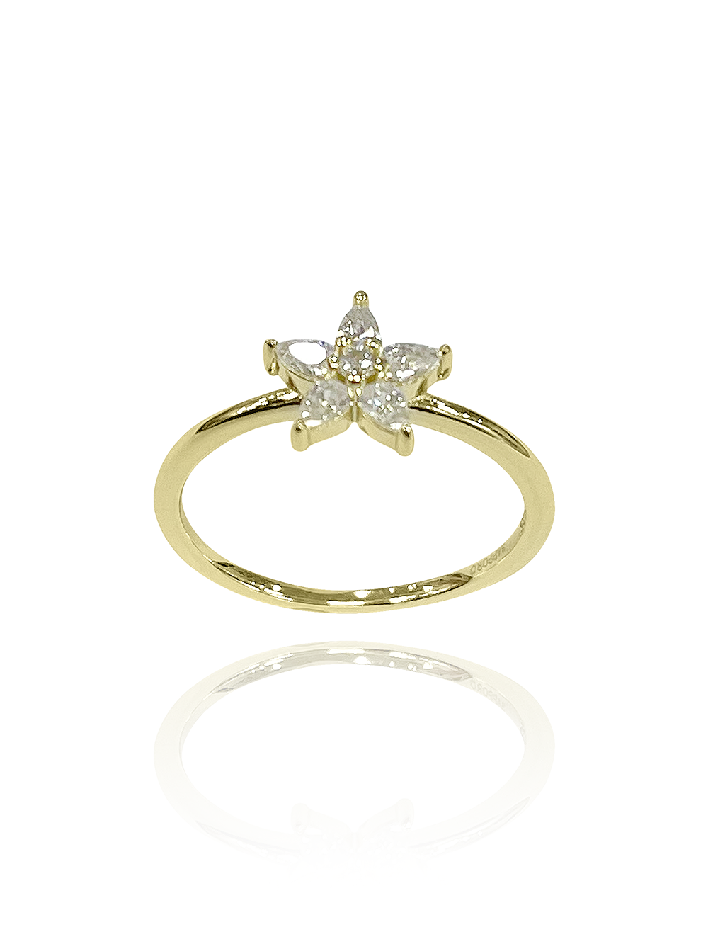 טבעת פרח משובצת מכסף אמיתי 925