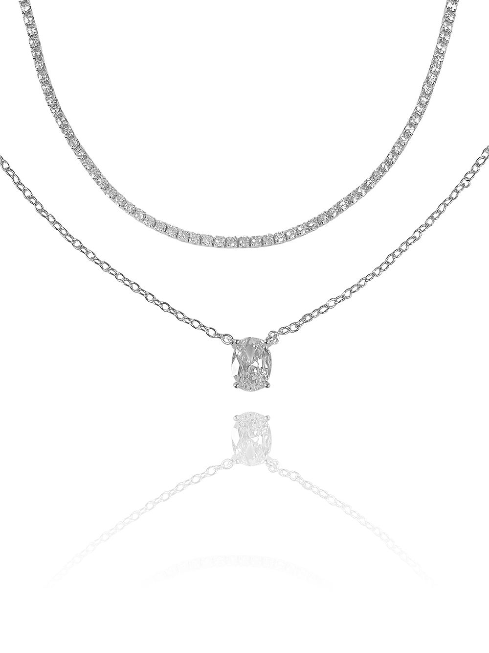 שרשרת טניס זירקון אובל כפולה