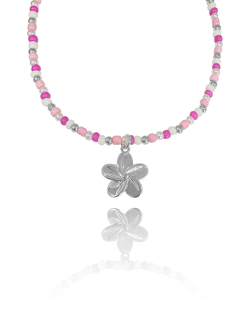 שרשרת חרוזים ורודים פרח