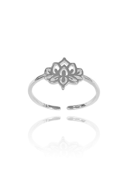 טבעת לוטוס עדינה מכסף אמיתי 925