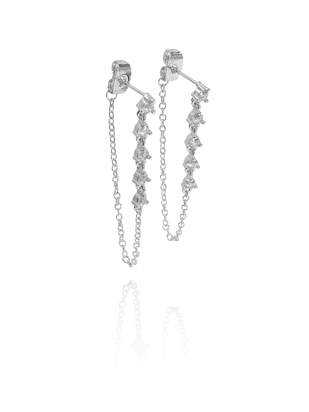 זוג עגילי שרשרת זירקונים לני