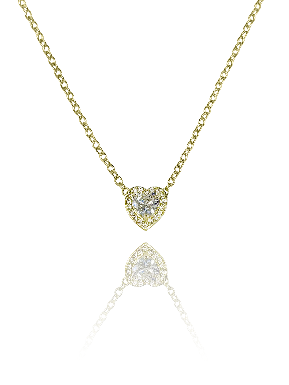 שרשרת אבן זירקון לב משובץ מכסף אמיתי 925