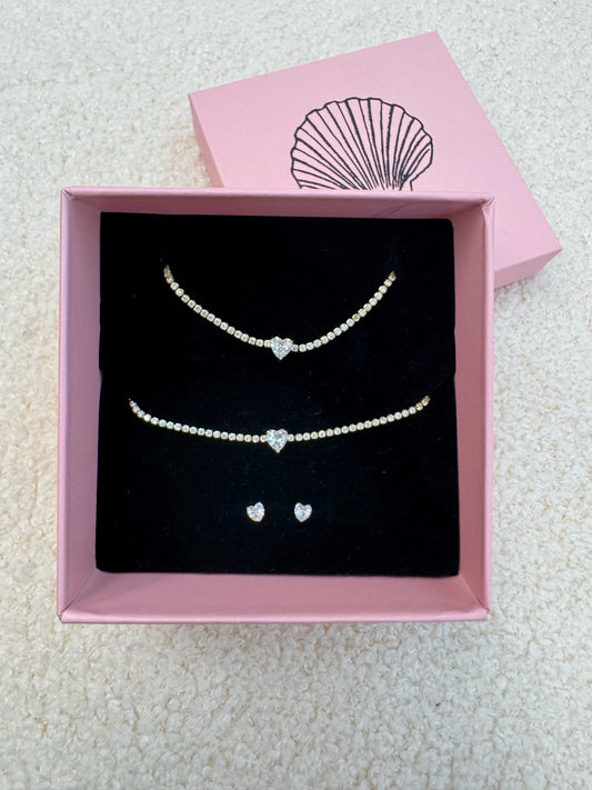 סט תכשיטים טניס לב