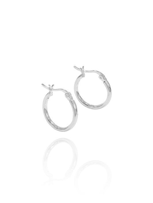 זוג עגילי חישוק חלק מכסף אמיתי 925