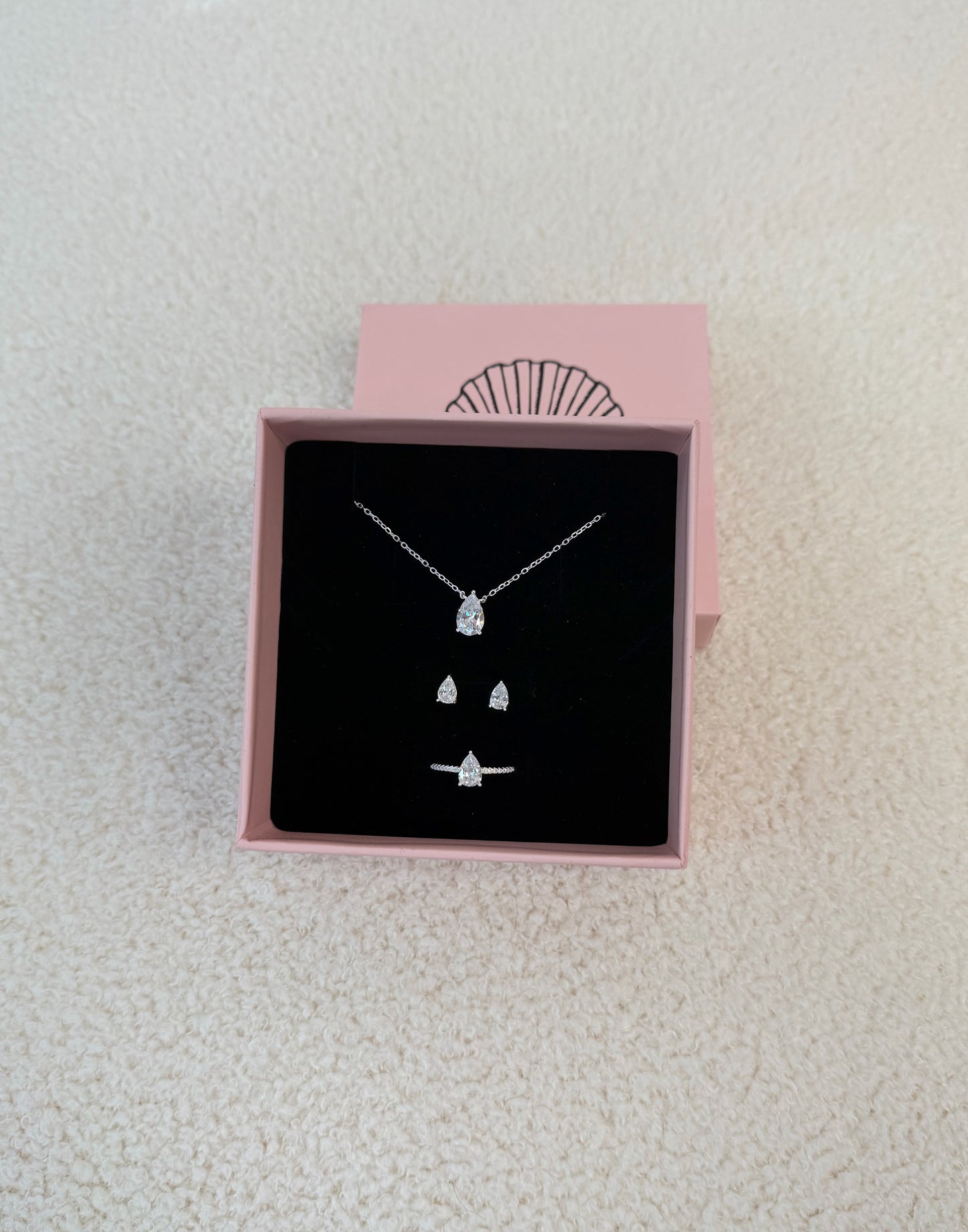 סט זירקון טיפה מכסף אמיתי 925 בכסף