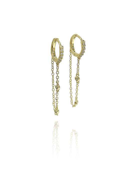 זוג עגילי חישוק שרשרת זירקונים