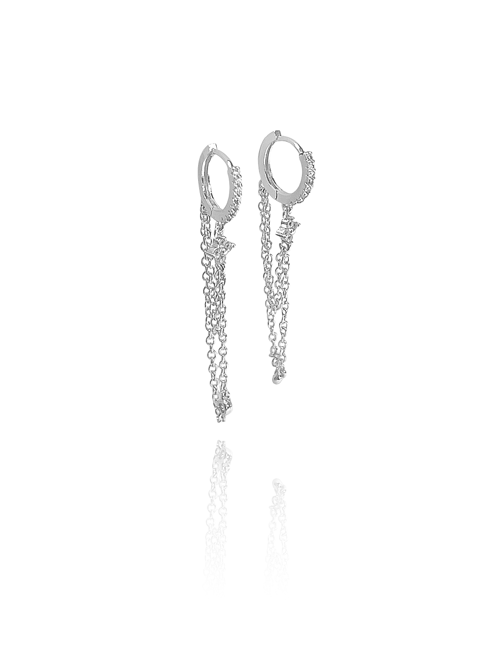 זוג עגילי פרח בשילוב שרשרת