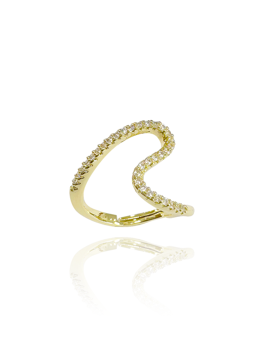 טבעת גל משובצת