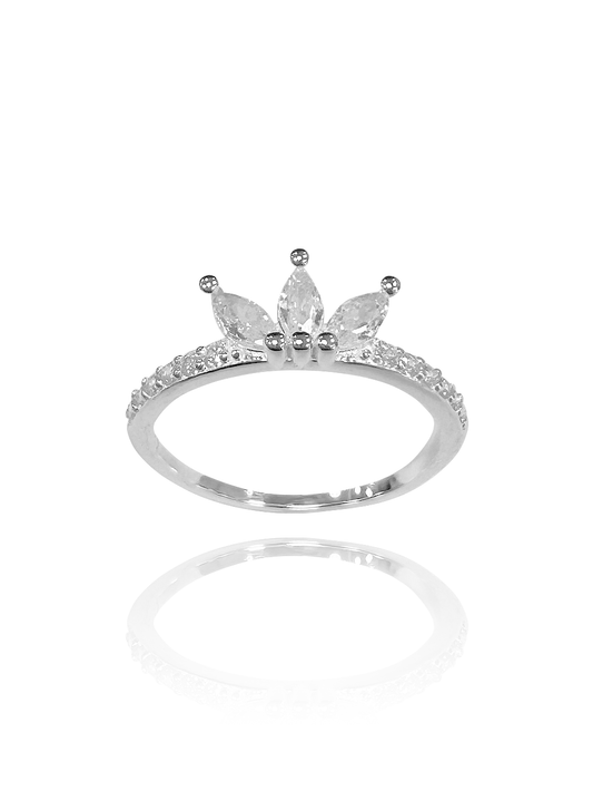 טבעת פס פרח לוטוס מכסף אמיתי 925