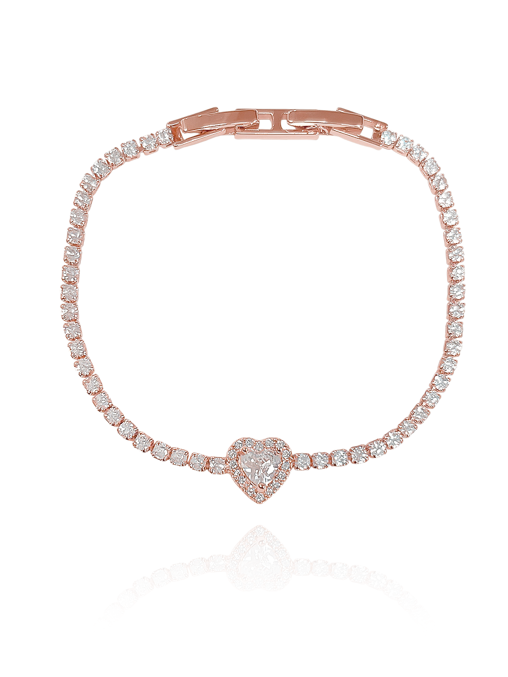 צמיד טניס אבן זירקון לב משובץ