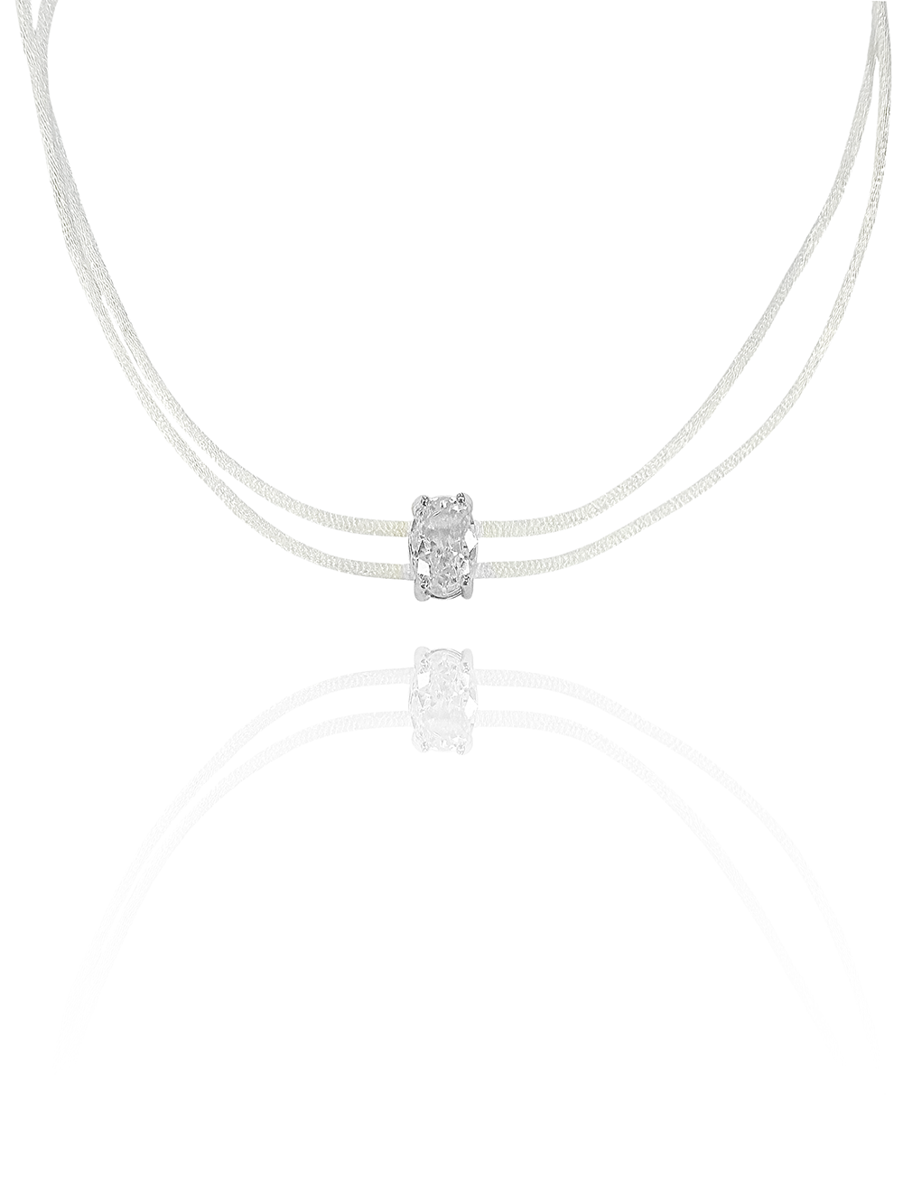 שרשרת חוטים לבן זירקון אובל