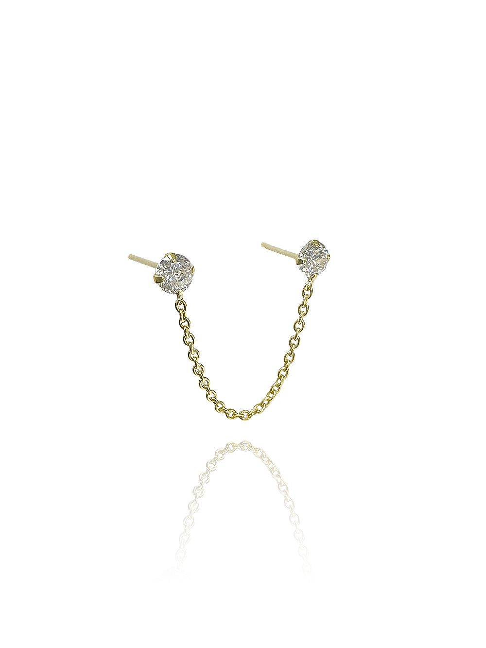 עגיל זירקון כפול מכסף אמיתי 925