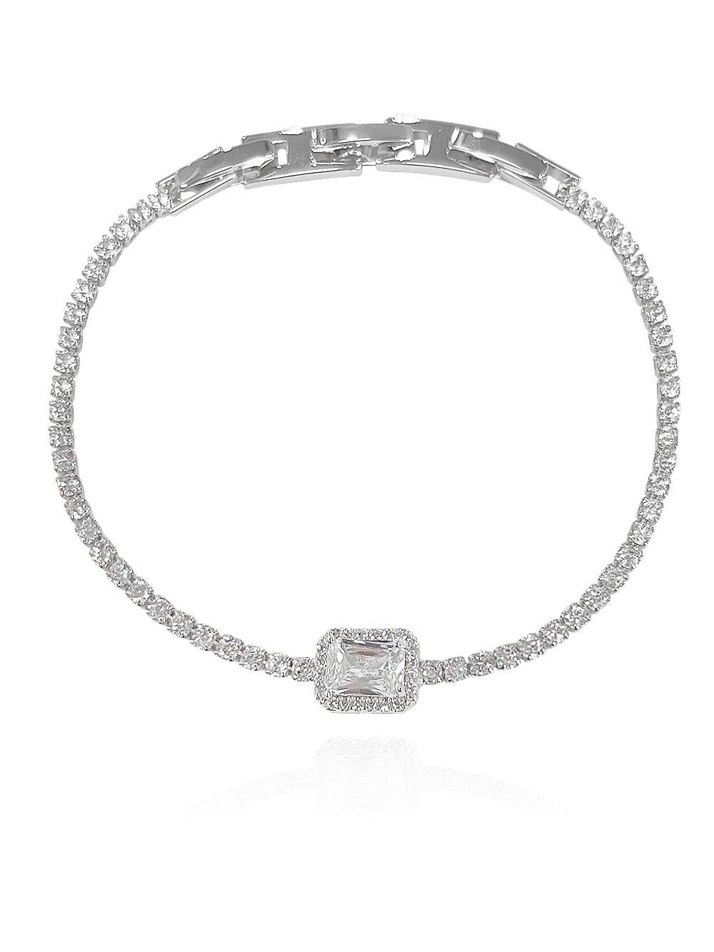 צמיד טניס אבן מלבן משובץ