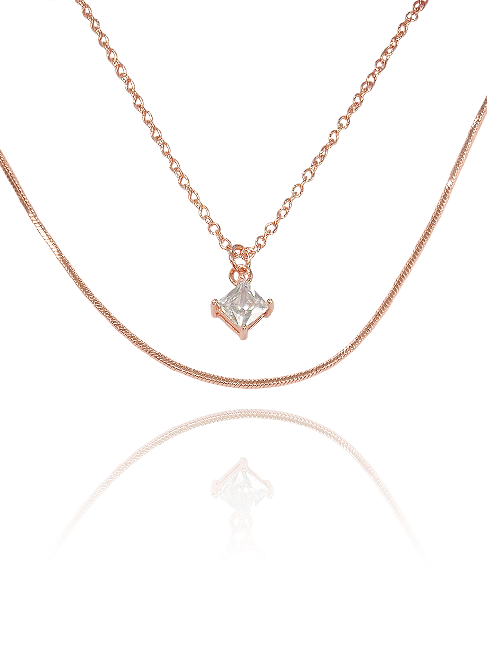 שרשרת זירקון ריבוע כפולה