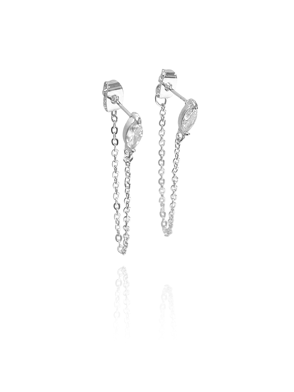 זוג עגילי מרקיז בשילוב שרשרת