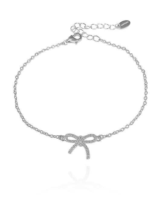 צמיד פפיון משובץ מכסף אמיתי 925