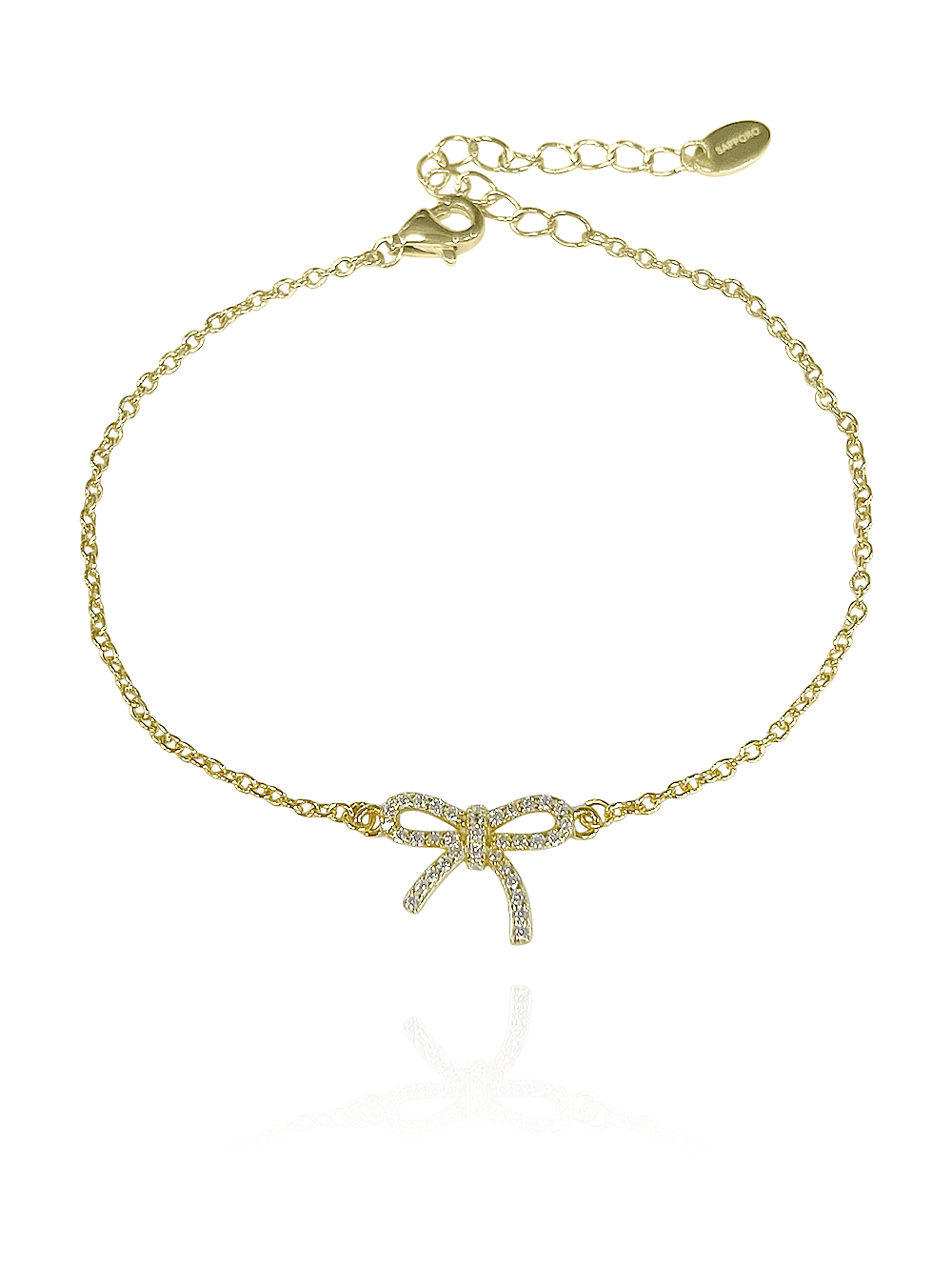 צמיד פפיון משובץ מכסף אמיתי 925