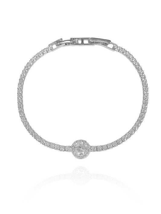 צמיד טניס אבן מרכזית מכסף אמיתי 925