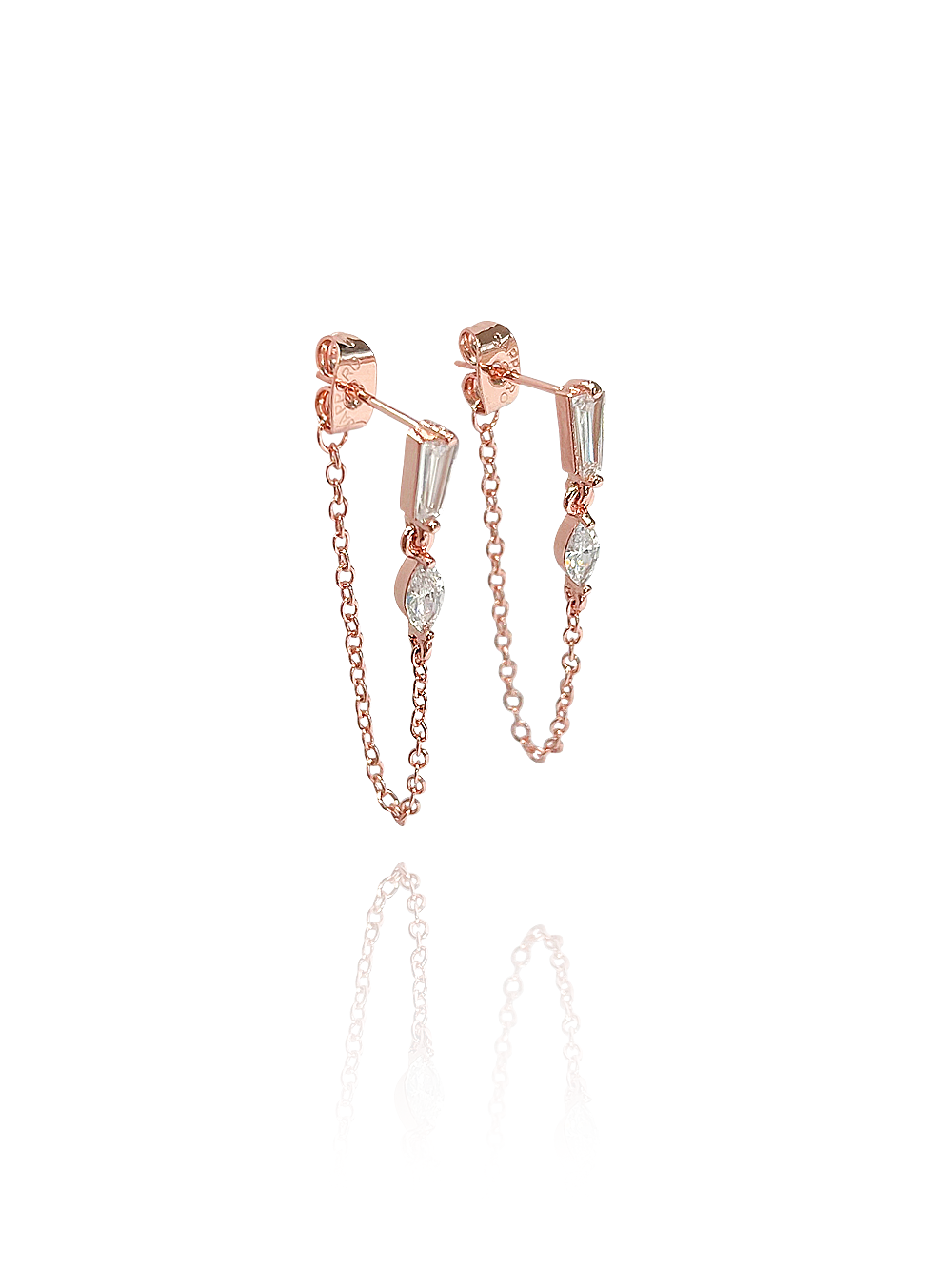 זוג עגילי זירקונים בשילוב שרשרת