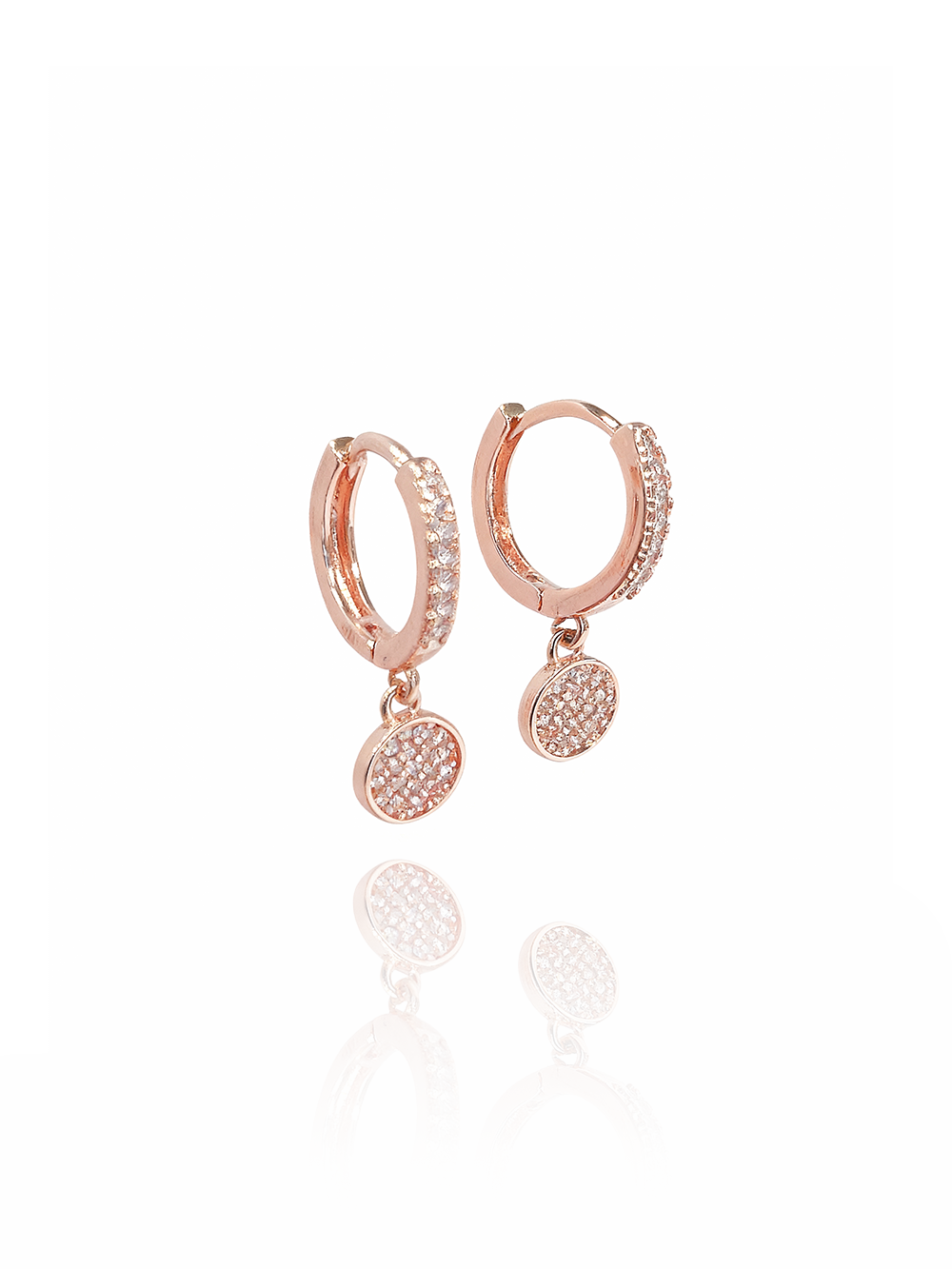 זוג עגילי חישוק עיגול משובץ