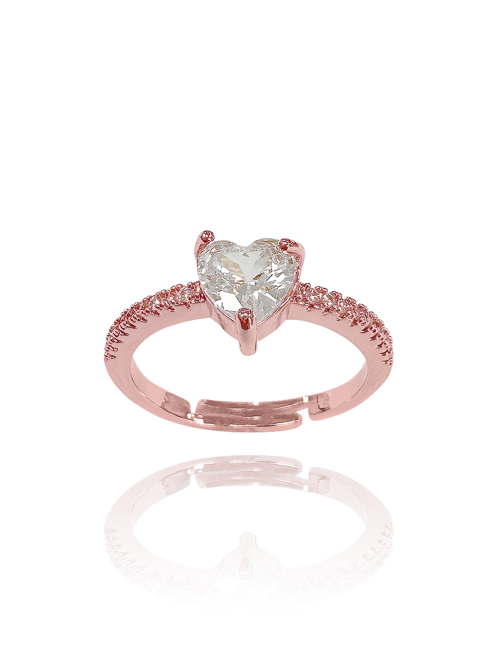 טבעת לב משובצת דקה