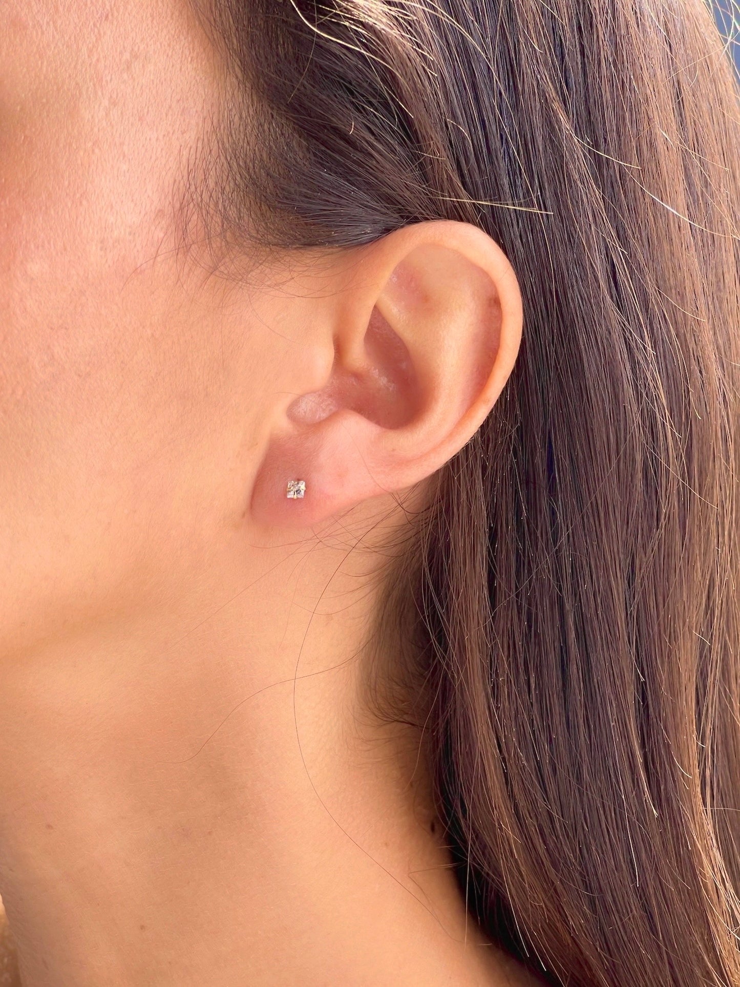 זוג עגילי זירקון מרובע מכסף אמיתי 925