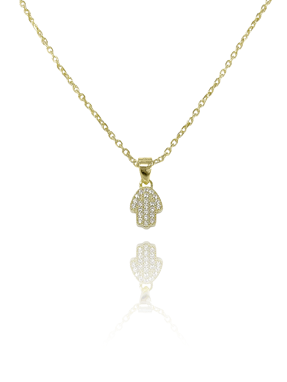 שרשרת חמסה משובצת קטנה מכסף אמיתי 925