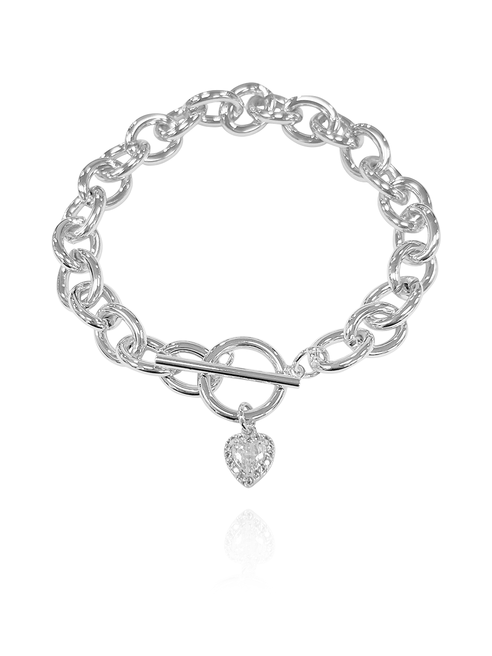 צמיד לולאות אבן לב משובץ