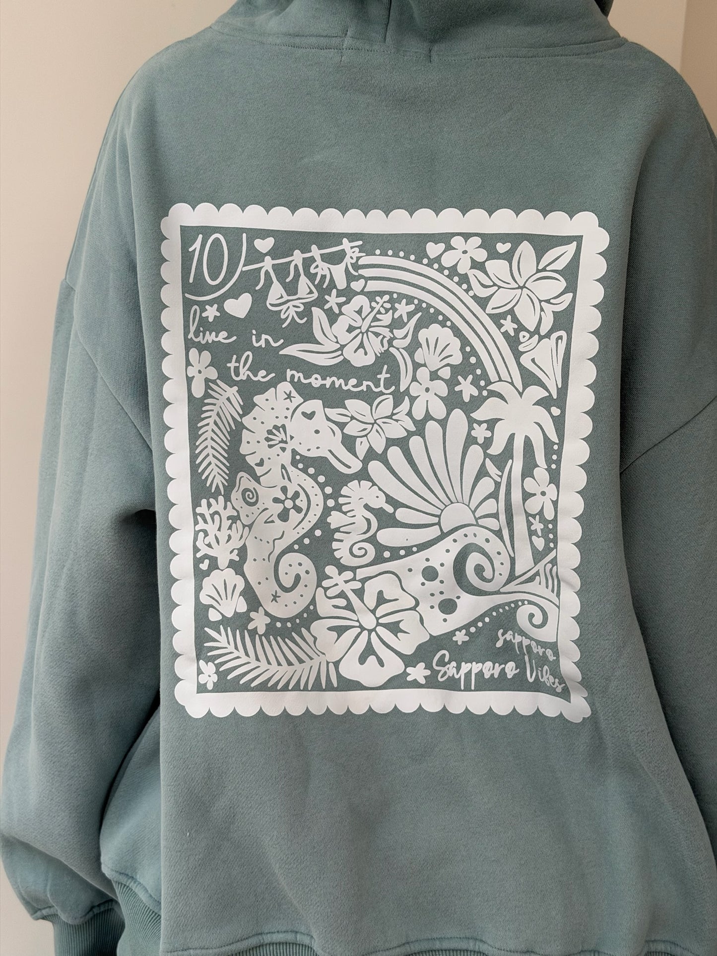 'סווטשירט פרח ירוק וינטאג