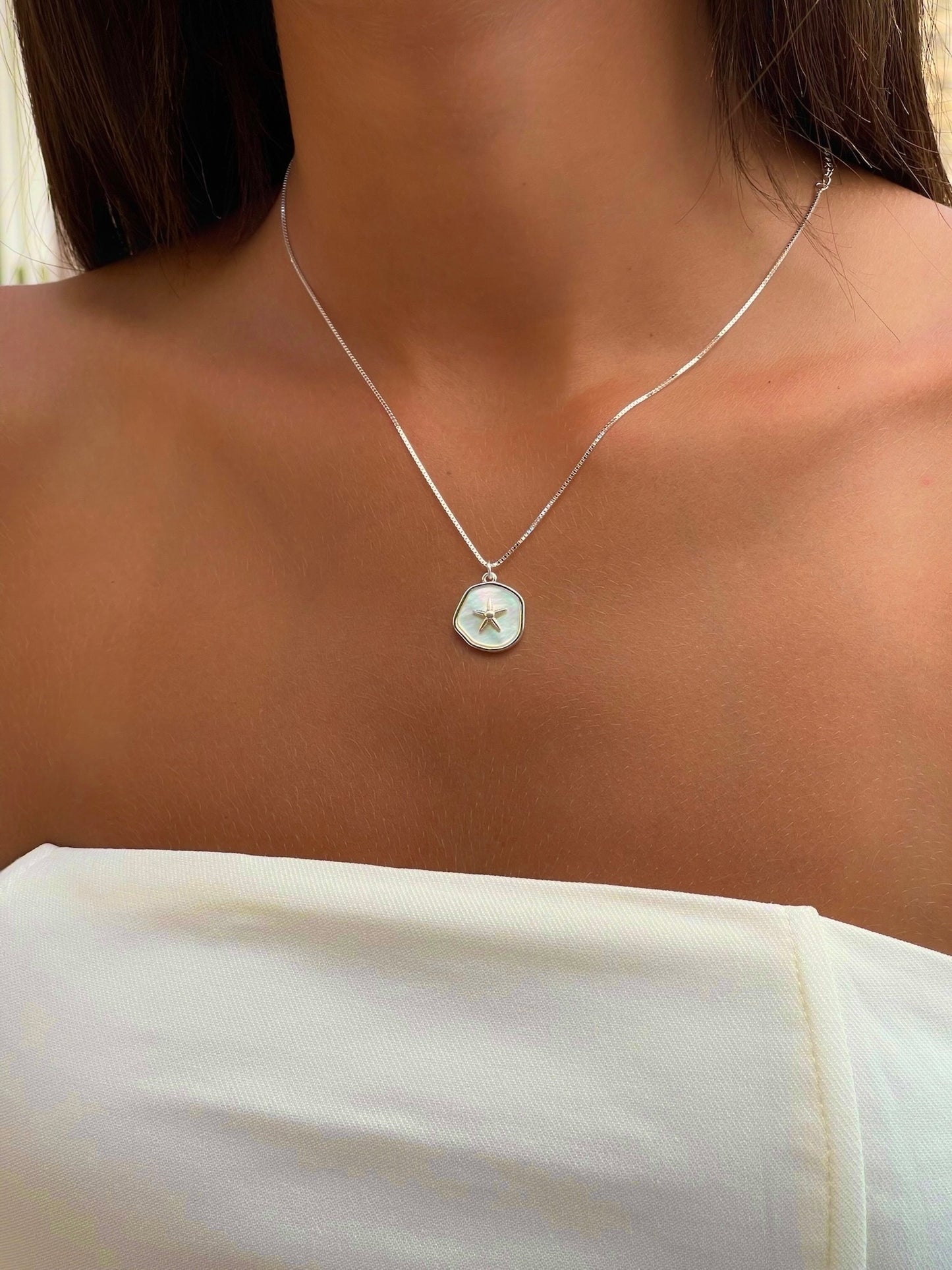 שרשרת כוכב ים רקוע מכסף אמיתי 925