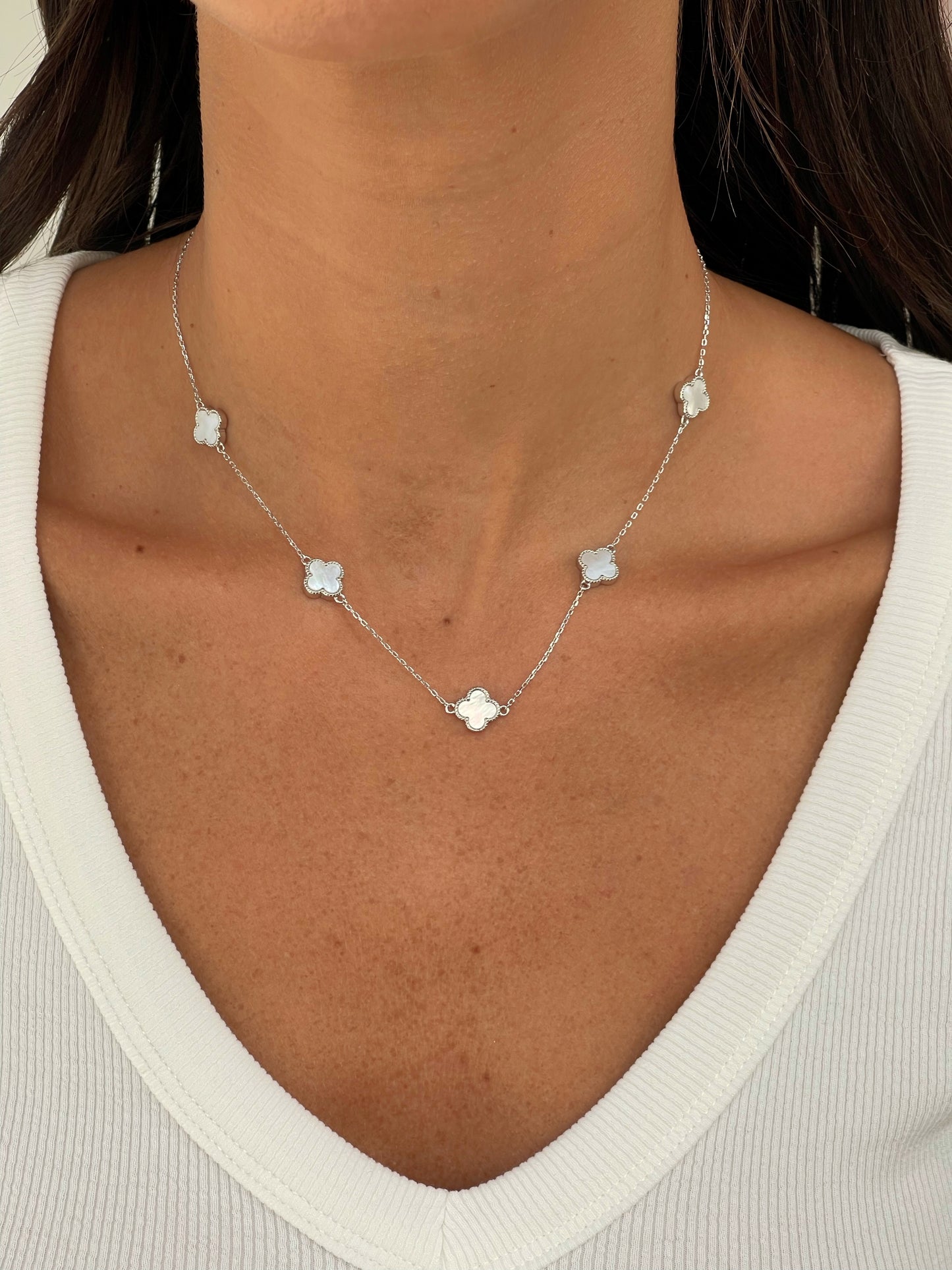 שרשרת 5 פרחי לורן מכסף אמיתי 925